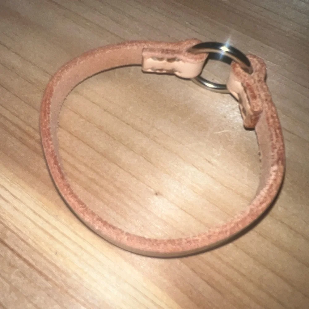 Leather Nude Silver Ring Tiny Small Puppy Cat Teacup Handmade Collar